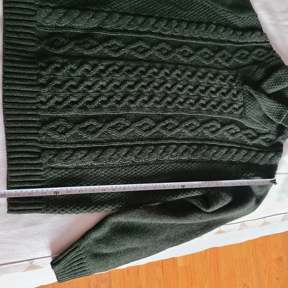 Paolo Mondo Fisherman Knit Wool Blend Green Sweater Made in Italy Size XL NWOT